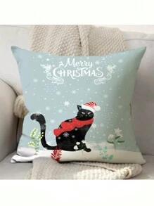 Christmas Polyester Printed Pillowcase 1pc - Multicolor - View 1