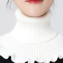 1pc Hand Knitted Fake Collar Detachable High Collars Turtleneck Dickey Collar For Women - White - View 1