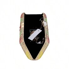 Women's Diamond Decor Evening Clutch - Gold - View 3