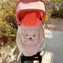 Kids Weighted Blanket 90" X 80" - Machine Washable - Sherpa Winter Baby Stroller Blanket - Multifunctional Bear Embroidery Baby Stroller Windproof And Warm Blanket, Outdoor Portable Carrier Blanket - Coffee Brown - View 3