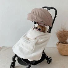 Kids Weighted Blanket 90" X 80" - Machine Washable - Sherpa Winter Baby Stroller Blanket - Multifunctional Bear Embroidery Baby Stroller Windproof And Warm Blanket, Outdoor Portable Carrier Blanket - Coffee Brown - View 6