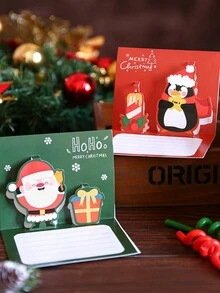 6入組可愛3D彈出式聖誕問候卡,創意卡通設計假期祝福帶空白太空適用於手寫訊息 - 彩色 - 查看 4