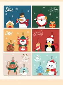 6入組可愛3D彈出式聖誕問候卡,創意卡通設計假期祝福帶空白太空適用於手寫訊息 - 彩色 - 查看 5