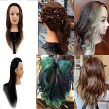 18inch Human Head Training Mannequin With 100% Real Hair For Cosmetology Students, Including Hair And Free Stand - Gold - View 7
