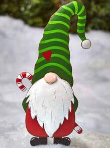 1pc Random Color Iron Christmas Garden Stake With Santa Claus Design - Multicolor - View 3