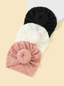 3pcs Baby Turban Cap Set, Fashionable And Comfortable Infant Headwear, Kids Headband Love Valentine