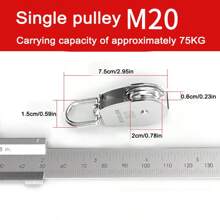 1入304不鏽鋼滑輪,鋼絲繩,u形吊環,固定滑輪,吊輪,單雙輪掛鉤,節省勞力的工具 - 銀色 - 查看 2