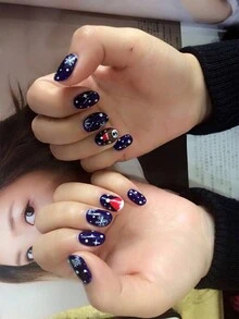 14pcs Nail Stickers & 1pc Nail Buffer Block - Multicolor - View 1