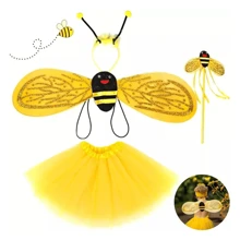 Roupa de abelhinha infantil Saia de tule asa tiara e varinha do 2 ao 12