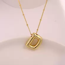 金色a-z氣球首字母吊墜項鍊,厚實個性化字母項鍊,適用於女性飾品 - 金黃色 - 查看 5