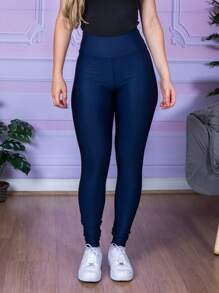 Women Sports Leggings - Navy Blue - View 1