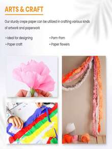 1入組關於卷彩色（用於裝飾的）縐紙緞帶流蘇紙兒童DIY手工製作摺紙婚禮生日派對聖誕節禮品墻面裝飾家庭裝飾 - 藍色 - 查看 8