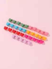 100入組女性髮飾可愛小熊造型髮夾,隨機顏色,日常使用