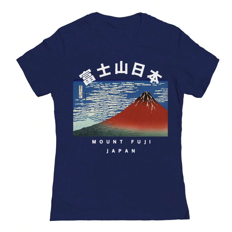 Nearly There Mount  Graphic Navy Ladies Cotton Short-Sleeve T-Shirt - Màu xanh hải quân - Xem 1