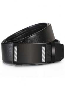 1條男士皮帶czd-c-1152,新款金色商務時尚休閒黑色配件,適用於父親、男友、男友禮品,pu自動扣皮帶牛仔通用時尚皮帶,適用於聖誕節送給父親、兄弟、丈夫的生日禮物,年輕人和中年人的皮帶