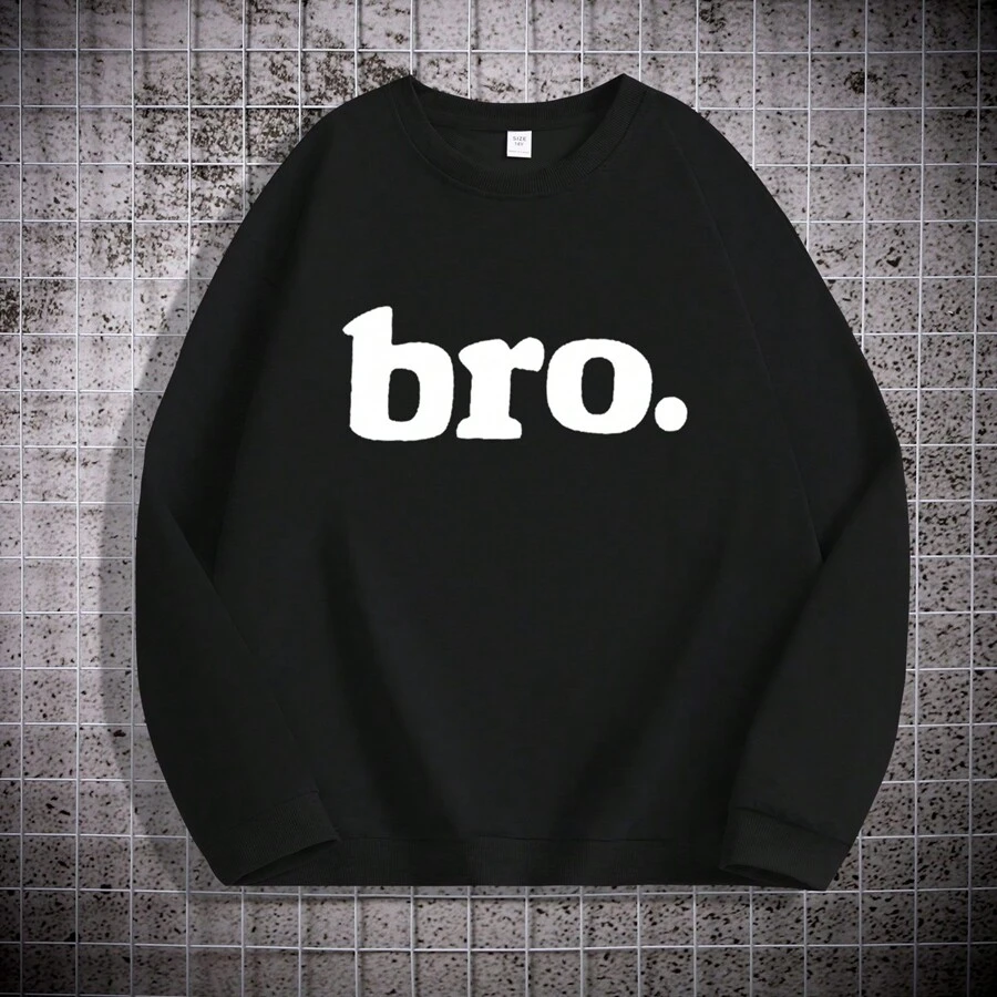 Tween Boys' Fashionable Printed Round Neck Sweatshirt For Casual Streetwear Look, Autumn-winter