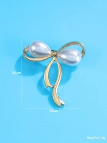 1pc Stylish Bow-Knot Design Brooch With Glass Rhinestone & Alloy Material For Men & Women Daily Wear - Silver - View 5
