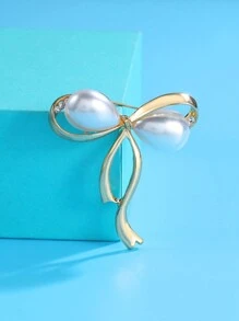 1pc Stylish Bow-Knot Design Brooch With Glass Rhinestone & Alloy Material For Men & Women Daily Wear - Silver - View 2
