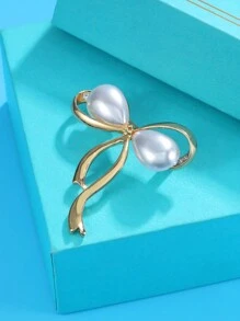 1pc Stylish Bow-Knot Design Brooch With Glass Rhinestone & Alloy Material For Men & Women Daily Wear - Silver - View 3