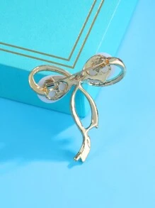 1pc Stylish Bow-Knot Design Brooch With Glass Rhinestone & Alloy Material For Men & Women Daily Wear - Silver - View 4