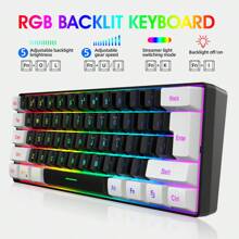 HXSJ 1pc Usb Wired Keyboard & Mouse Set, 61 Keys Thin Film Keyboard With Colorful Backlight, 3200dpi Adjustable, Suitable For Gaming, Home, Office, Plug And Play - Black - View 5