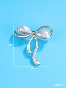 1pc Stylish Bow-Knot Design Brooch With Glass Rhinestone & Alloy Material For Men & Women Daily Wear - Silver - View 12
