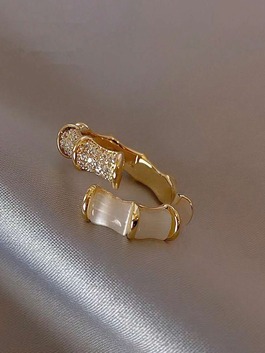 1pc Bridal Hand Jewelry, Luxury Micro-Encrusted Zirconia Gold Plated Unisex Ring For Wedding/Party Royal - Gold - View 1