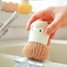 Esponja para trastes , Fibra para lavar platos , esponja de limpieza de cocina - Amarillo - Ver 3