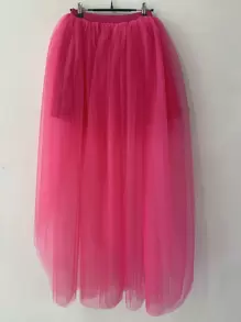 A Women Multi-Color New Peacock Tail Skirt Mesh Tutu Skirt, Sexy Black Puffy Half Long Dress, For Adult Women Halloween Fall Clothes For Women - Hot Pink - View 5