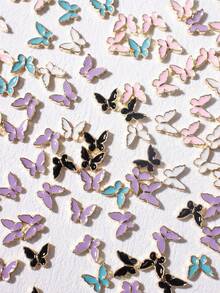 10 件装美甲合金和胶水紫色蝴蝶结设计装饰配件，2023 年新品