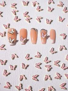 10 件装美甲合金和胶水紫色蝴蝶结设计装饰配件，2023 年新品