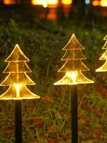 1pc Solar Powered Christmas Atmosphere Ground Stake Light For Outdoor Decoration - Yellow - View 2