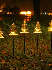 1pc Solar Powered Christmas Atmosphere Ground Stake Light For Outdoor Decoration - Yellow - View 1