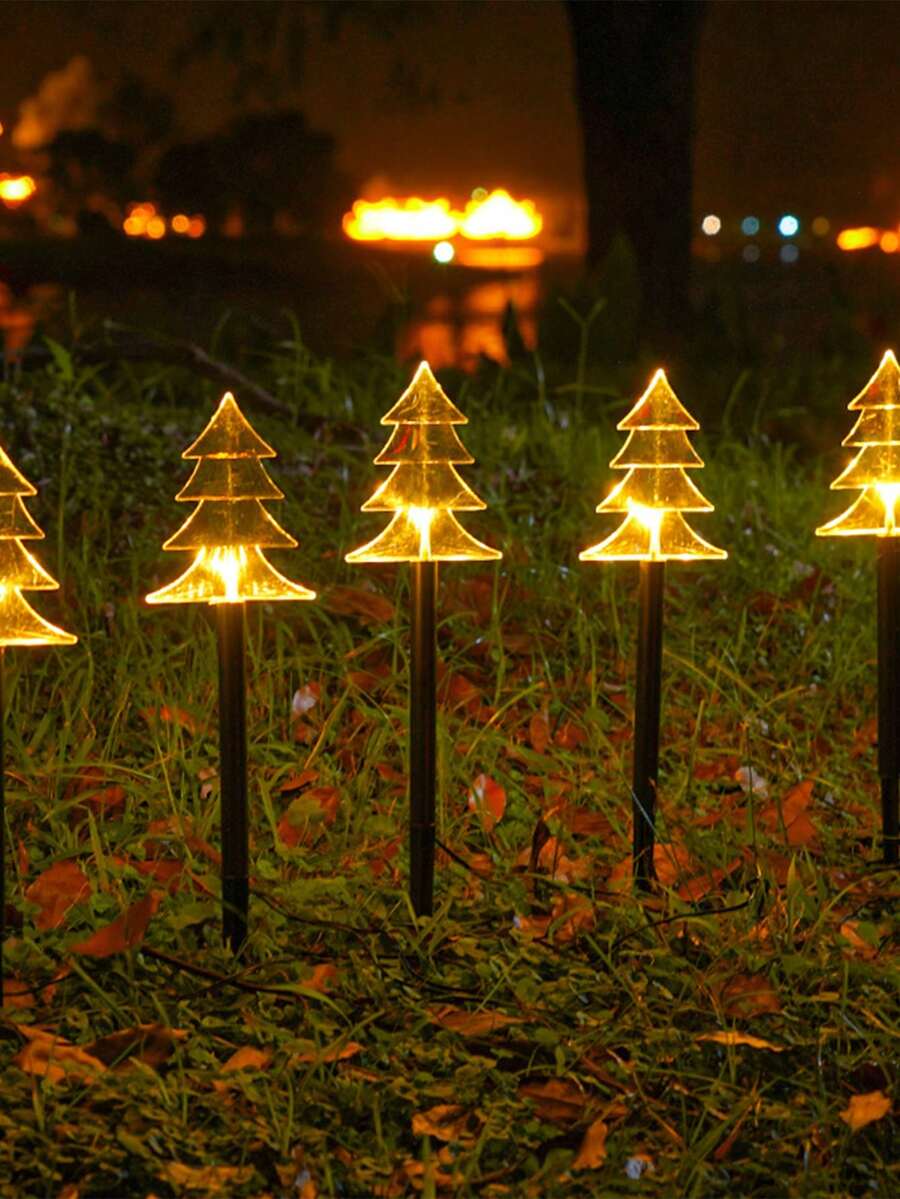 1pc Solar Powered Christmas Atmosphere Ground Stake Light For Outdoor Decoration - Yellow - View 1