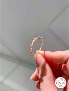 1 Miếng Lãng mạn Trang trí trái tim Nhẫn Quý cô Đồ trang sức Đối với phụ nữ S925 Bạc nguyên chất Nhẫn Hứa Tốt Đồ trang sức Qủa tặng Dành cho Cô gái Bữa tiệc vũ hội Đối với lovers' Nhẫn - Hoa hồng vàng - Xem 9