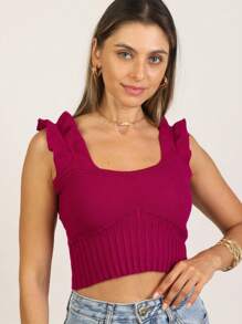 Women Knit Tops - Màu Đỏ Sâu - Xem 4