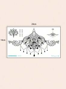 1pc Sexy Floral & Geometric Waterproof Temporary Tattoo Sticker For Chest And Waist - Brown - View 3