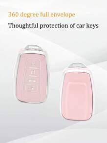 Fashionable Pink Rhinestone Bear Keychain + Anti-fall Pink Car Key Case + Key Fob Cover For 22 Toyota Models, Including Highlander, Rav4, Corolla, Camry, Etc. - Pink - View 6
