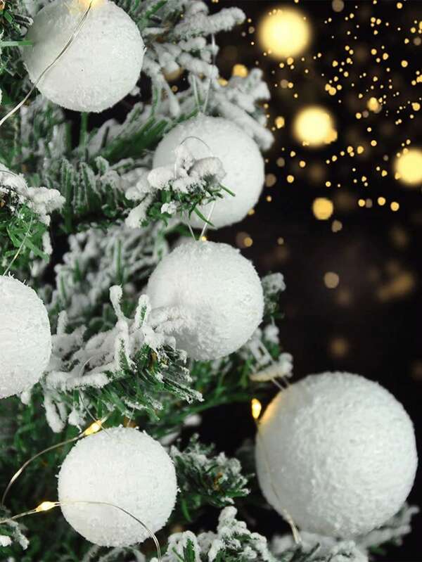 6pcs White Foam Christmas Balls, Christmas Tree Ornament Balls, Faux Snow Balls Christmas Hanging Decor, Christmas Party Decorations, Hanging White Snow Balls, DIY Craft For Holiday Party Wedding, Christmas Party Home Decor Foam Balls