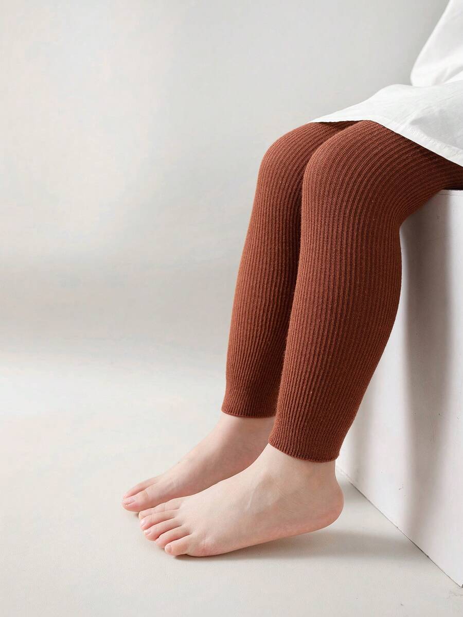 1 条女童春冬纯色百搭七分裤 - 咖啡棕 - 查看 1