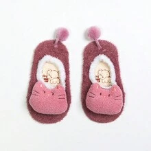 1 đôi Em bé Sang trọng Chống trượt Quần lọt khe Với Phim hoạt hình dễ thương Thiết kế Cho mùa đông - Hồng - Xem 4