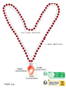 1 Miếng Thiết kế ban đầu Giáng sinh Dây chuyền Với Nhựa Kết cườm Đèn LED Vật rủ xuống , Đỏ  & Màu xanh lá Bóng đèn Hình dạng , Hoàn hảo Quà tặng lễ hội Đối với Cả hai Nam Và Nữ - Đỏ - Xem 8