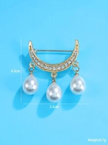 1件潮流的玻璃鑲嵌水晶、合金和仿珍珠項鍊，帶新月和流蘇設計，男女適用的日常配件