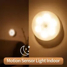 1 Pieza Luz Nocturna Con Sensor De Movimiento Para Interiores, Luz De Armario Led Recargable, Luz De Disco Con Cinta Magnética Y Adhesiva, Para Armario, Contador, Pasillo, Escalera (blanco)