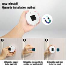 1 Pieza Luz Nocturna Con Sensor De Movimiento Para Interiores, Luz De Armario Led Recargable, Luz De Disco Con Cinta Magnética Y Adhesiva, Para Armario, Contador, Pasillo, Escalera (blanco)
