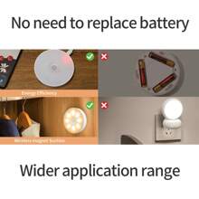 1 Pieza Luz Nocturna Con Sensor De Movimiento Para Interiores, Luz De Armario Led Recargable, Luz De Disco Con Cinta Magnética Y Adhesiva, Para Armario, Contador, Pasillo, Escalera (blanco)
