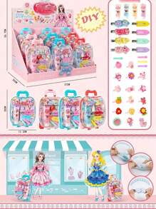1pc New Princess Girls' Luggage Box, Diy Hair Clip Accessory Box, Handmade Pretend Play Gift Box, Hair Clip & Miscellany Storage Box - Multicolor - View 3