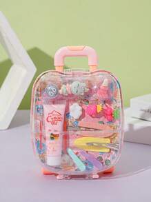 1pc New Princess Girls' Luggage Box, Diy Hair Clip Accessory Box, Handmade Pretend Play Gift Box, Hair Clip & Miscellany Storage Box - Multicolor - View 4