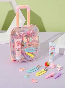 1pc New Princess Girls' Luggage Box, Diy Hair Clip Accessory Box, Handmade Pretend Play Gift Box, Hair Clip & Miscellany Storage Box - Multicolor - View 2