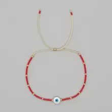1pc Bohemian Style Shell Devil Eye Beaded Bracelet With Adjustible Drawstring, Suitable For Women's Fashion - Multicolor - View 8